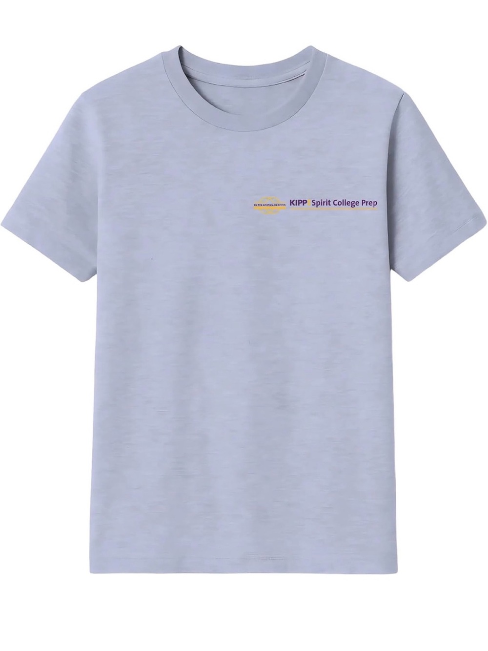 French Toast Gray Crewneck T-Shirt with Yellow and Purple KIPP Spirit Logo